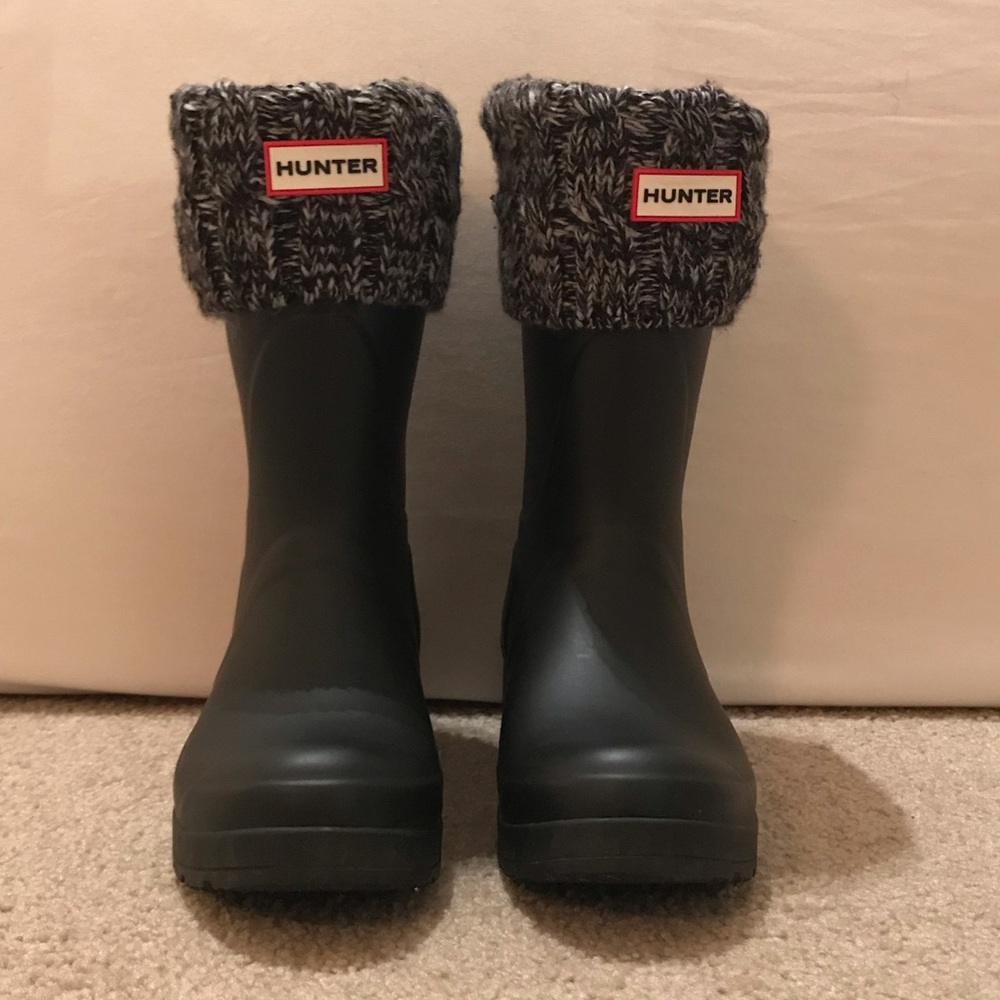 Hunter black short rain boots